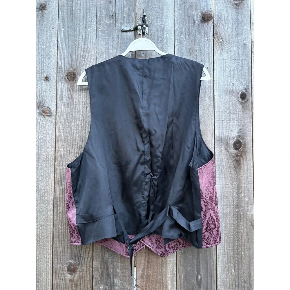 Vintage Wah Maker Frontier Clothing Mens‎ XXL Mauve Damask Western Vest USA